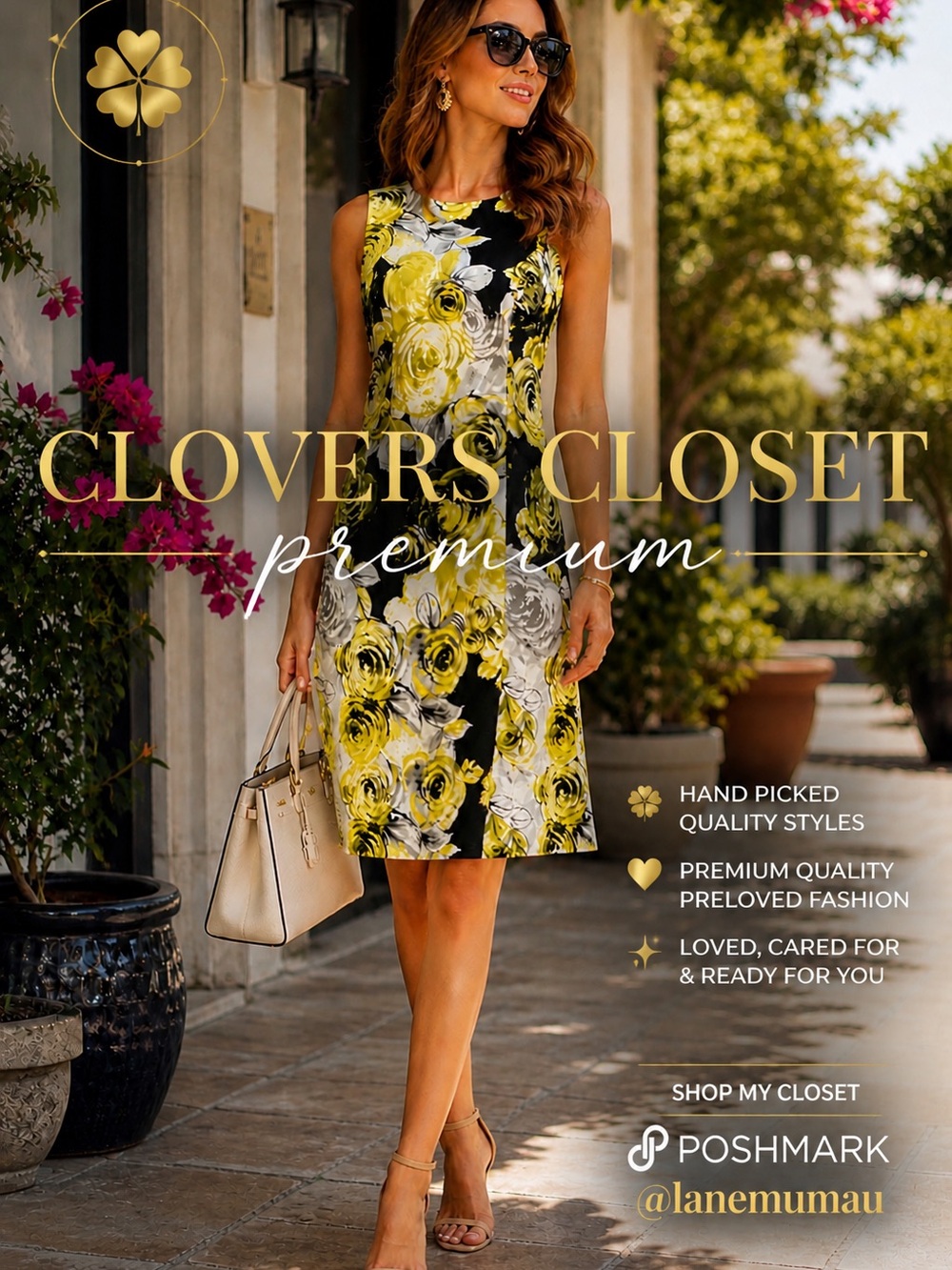 Connected Apparel Yellow Floral Sheath Dress Size 12 Sleeveless